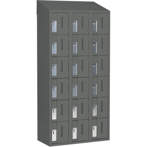 Concorde Heavy-Duty Lockers, 6 -tier, Bank of 3, 36" x 18" x 78", Steel, Charcoal, Welded (Assembled) PB Rental Co. Ltd.