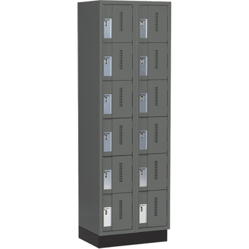 Concorde Heavy-Duty Lockers, 6 -tier, Bank of 2, 24" x 18" x 76", Steel, Charcoal, Welded (Assembled) PB Rental Co. Ltd.