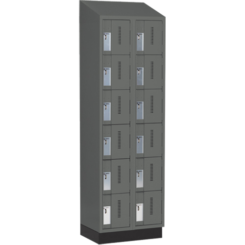 Concorde Heavy-Duty Lockers, 6 -tier, Bank of 2, 24" x 18" x 82", Steel, Charcoal, Welded (Assembled) PB Rental Co. Ltd.