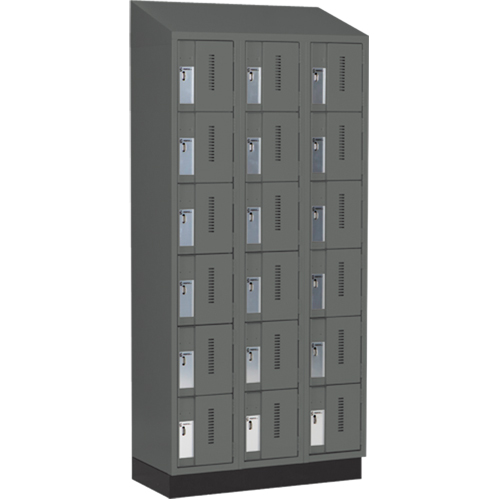 Concorde Heavy-Duty Lockers, 6 -tier, Bank of 3, 36" x 18" x 82", Steel, Charcoal, Welded (Assembled) PB Rental Co. Ltd.