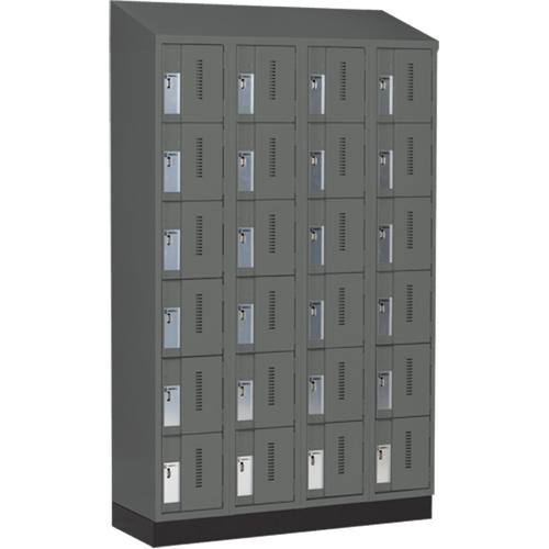 Concorde Heavy-Duty Lockers, 6 -tier, Bank of 4, 48" x 18" x 82", Steel, Charcoal, Welded (Assembled) PB Rental Co. Ltd.