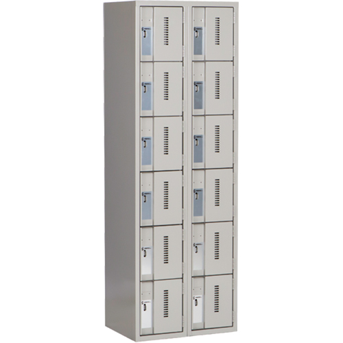 Concorde Heavy-Duty Lockers, 6 -tier, Bank of 2, 24" x 18" x 72", Steel, Grey, Welded (Assembled) PB Rental Co. Ltd.