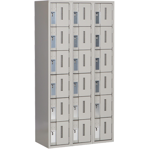 Concorde Heavy-Duty Lockers, 6 -tier, Bank of 3, 36" x 18" x 72", Steel, Grey, Welded (Assembled) PB Rental Co. Ltd.