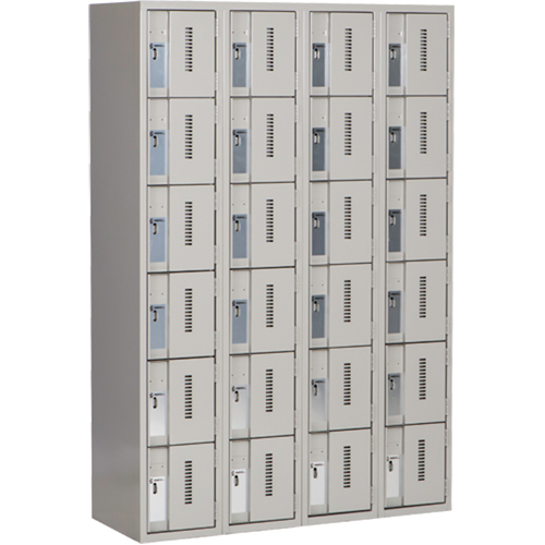 Concorde Heavy-Duty Lockers, 6 -tier, Bank of 4, 48" x 18" x 72", Steel, Grey, Welded (Assembled) PB Rental Co. Ltd.