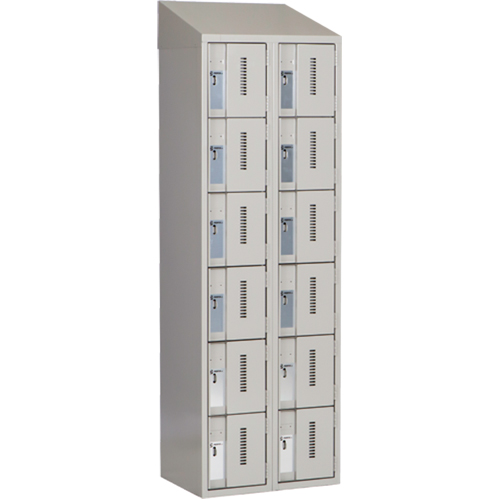 Concorde Heavy-Duty Lockers, 6 -tier, Bank of 2, 24" x 18" x 78", Steel, Grey, Welded (Assembled) PB Rental Co. Ltd.