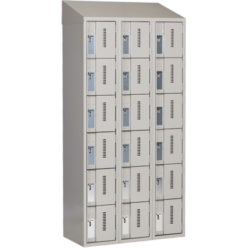 Concorde Heavy-Duty Lockers, 6 -tier, Bank of 3, 36" x 18" x 78", Steel, Grey, Welded (Assembled) PB Rental Co. Ltd.