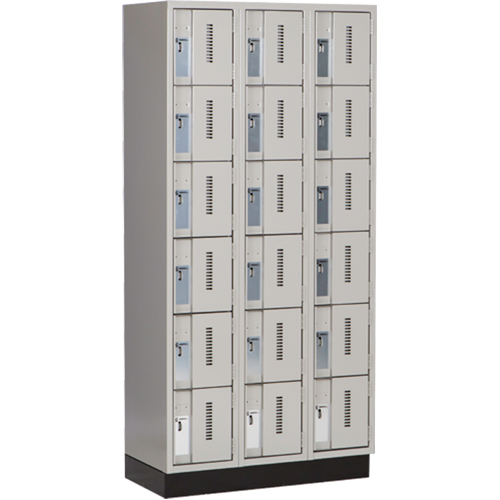Concorde Heavy-Duty Lockers, 6 -tier, Bank of 3, 36" x 18" x 76", Steel, Grey, Welded (Assembled) PB Rental Co. Ltd.