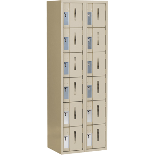 Concorde Heavy-Duty Lockers, 6 -tier, Bank of 2, 24" x 18" x 72", Steel, Beige, Welded (Assembled) PB Rental Co. Ltd.
