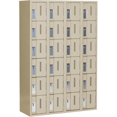 Concorde Heavy-Duty Lockers, 6 -tier, Bank of 4, 48" x 18" x 72", Steel, Beige, Welded (Assembled) PB Rental Co. Ltd.