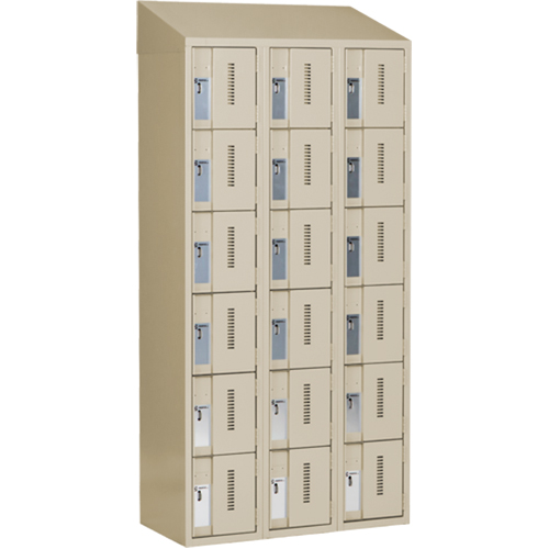 Concorde Heavy-Duty Lockers, 6 -tier, Bank of 3, 36" x 18" x 78", Steel, Beige, Welded (Assembled) PB Rental Co. Ltd.