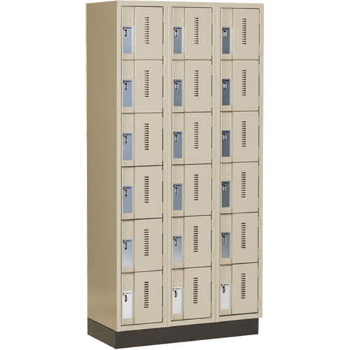 Concorde Heavy-Duty Lockers, 6 -tier, Bank of 3, 36" x 18" x 76", Steel, Beige, Welded (Assembled) PB Rental Co. Ltd.