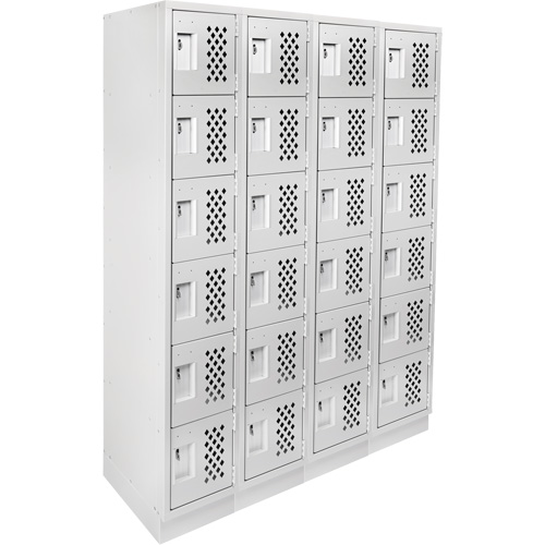 Assembled Clean Line Perforated Economy Lockers, 6 -tier, Bank of 4, 18" x 72" x 12", Steel PB Rental Co. Ltd.