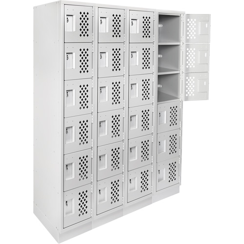 Assembled Clean Line Perforated Economy Lockers, 6 -tier, Bank of 4, 18" x 72" x 12", Steel PB Rental Co. Ltd.