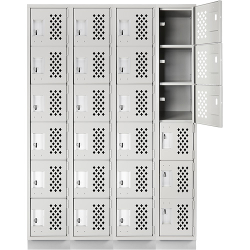 Assembled Clean Line Perforated Economy Lockers, 6 -tier, Bank of 4, 18" x 72" x 12", Steel PB Rental Co. Ltd.