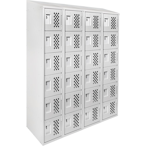 Assembled Clean Line Perforated Economy Lockers, 6 -tier, Bank of 4, 18" x 72" x 12", Steel PB Rental Co. Ltd.