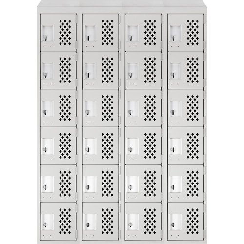 Assembled Clean Line Perforated Economy Lockers, 6 -tier, Bank of 4, 18" x 72" x 12", Steel PB Rental Co. Ltd.