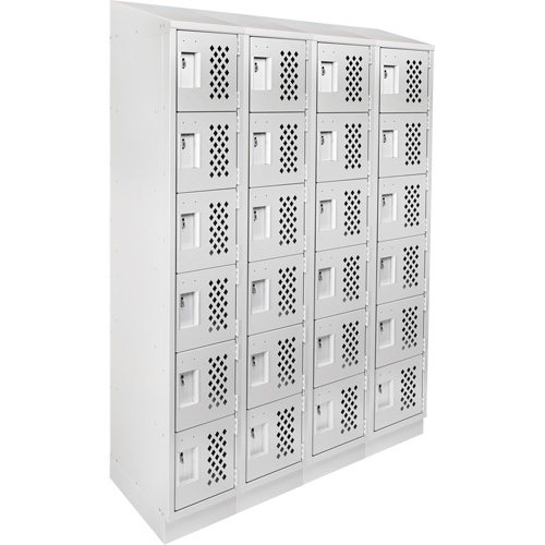 Assembled Clean Line Perforated Economy Lockers, 6 -tier, Bank of 4, 18" x 72" x 12", Steel PB Rental Co. Ltd.