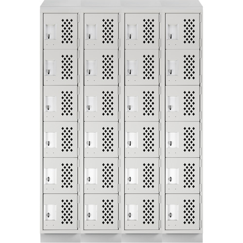 Assembled Clean Line Perforated Economy Lockers, 6 -tier, Bank of 4, 18" x 72" x 12", Steel PB Rental Co. Ltd.