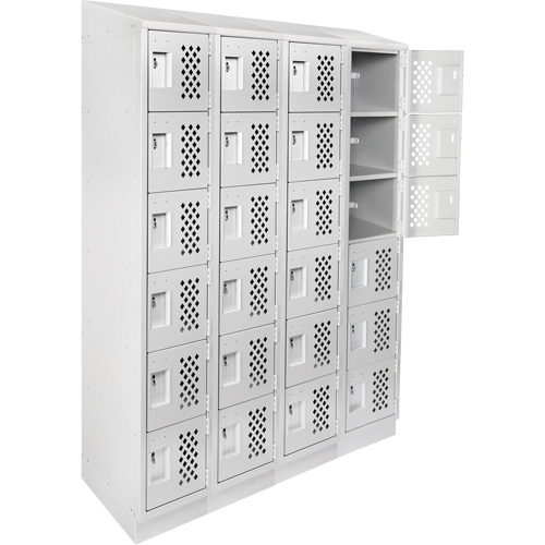 Assembled Clean Line Perforated Economy Lockers, 6 -tier, Bank of 4, 18" x 72" x 12", Steel PB Rental Co. Ltd.