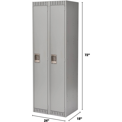 Lockers, Bank of 2, 24" x 18" x 72", Steel, Grey, Knocked Down PB Rental Co. Ltd.