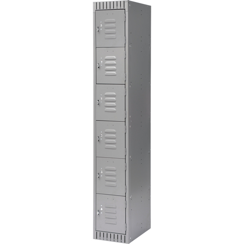 Lockers, 6 -tier, 12" x 18" x 72", Steel, Grey, Knocked Down PB Rental Co. Ltd.