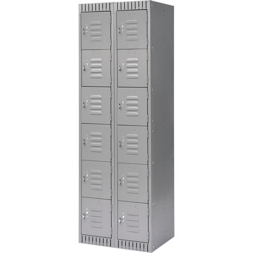 Lockers, 6 -tier, Bank of 2, 24" x 18" x 72", Steel, Grey, Knocked Down PB Rental Co. Ltd.