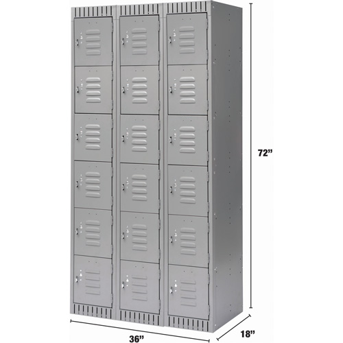 Casiers, 6 niveaux, Bloc de 3, 36" x 18" x 72", Acier, Gris, D&eacute;mont&eacute; PB Rental Co. Ltd.