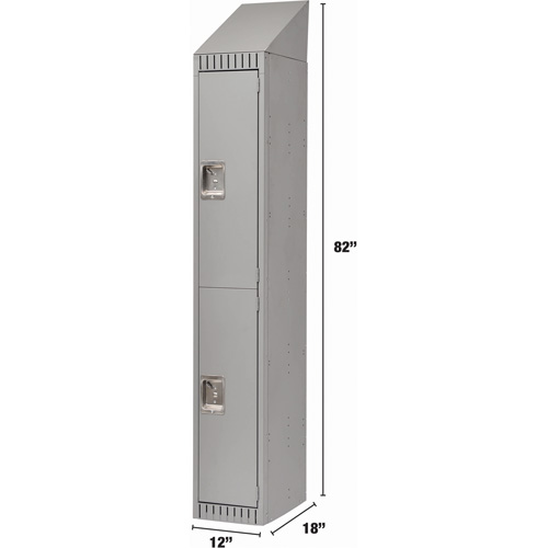 Lockers, 2 -tier, 12" x 18" x 82", Steel, Grey, Knocked Down PB Rental Co. Ltd.