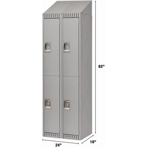 Casiers, 2 niveaux, Bloc de 2, 24" x 18" x 82", Acier, Gris, D&eacute;mont&eacute; PB Rental Co. Ltd.
