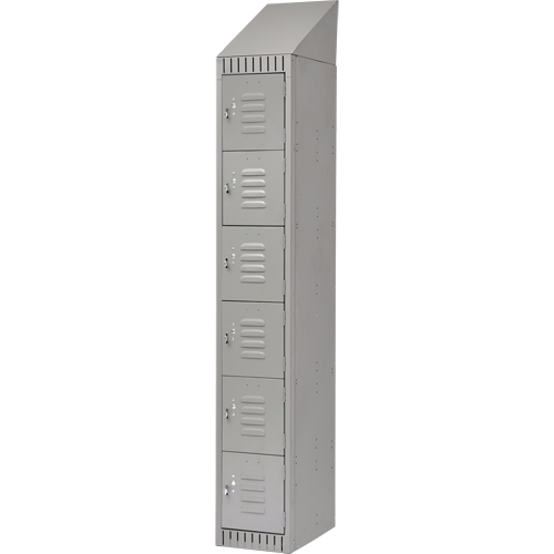 Lockers, 6 -tier, 12" x 18" x 82", Steel, Grey, Knocked Down PB Rental Co. Ltd.