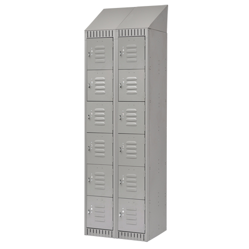 Lockers, 6 -tier, Bank of 2, 24" x 18" x 82", Steel, Grey, Knocked Down PB Rental Co. Ltd.
