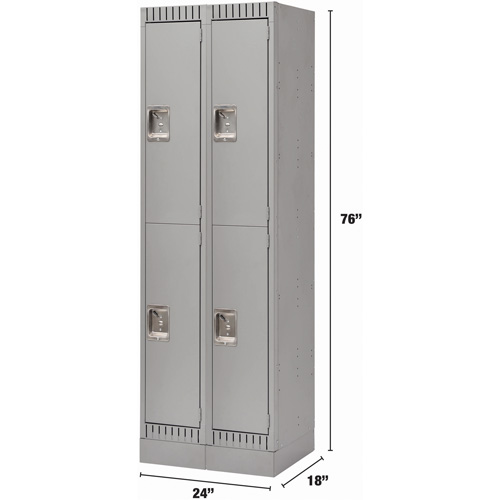 Casiers, 2 niveaux, Bloc de 2, 24" x 18" x 76", Acier, Gris, D&eacute;mont&eacute; PB Rental Co. Ltd.