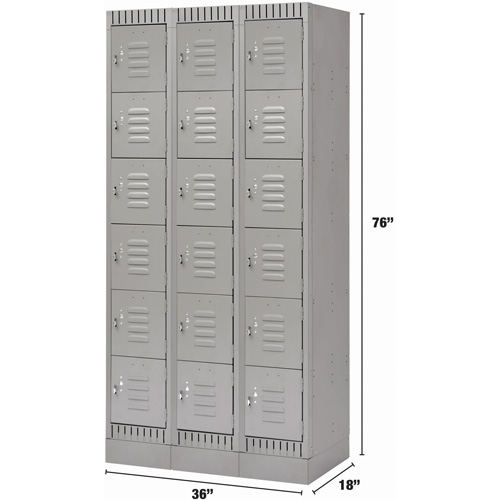 Casiers, 6 niveaux, Bloc de 3, 36" x 18" x 76", Acier, Gris, D&eacute;mont&eacute; PB Rental Co. Ltd.