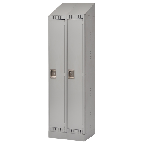 Lockers, Bank of 2, 24" x 18" x 86", Steel, Grey, Knocked Down PB Rental Co. Ltd.