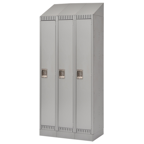 Assembled Lockers, Bank of 3, 36" x 18" x 72", Steel, Grey, Rivet (Assembled) PB Rental Co. Ltd.