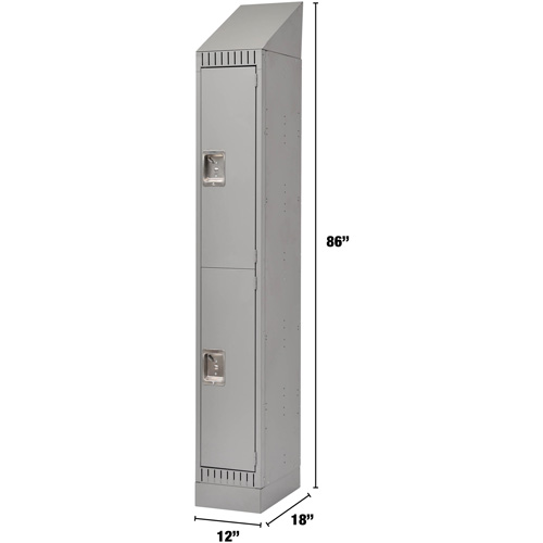 Casiers, 2 niveaux, 12" x 18" x 86", Acier, Gris, D&eacute;mont&eacute; PB Rental Co. Ltd.
