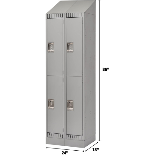 Lockers, 2 -tier, Bank of 2, 24" x 18" x 86", Steel, Grey, Knocked Down PB Rental Co. Ltd.