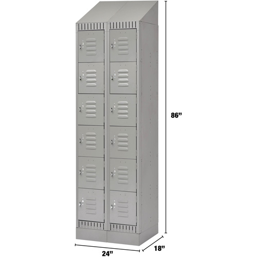 Lockers, 6 -tier, Bank of 2, 24" x 18" x 86", Steel, Grey, Knocked Down PB Rental Co. Ltd.