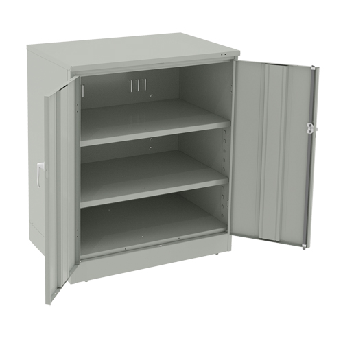 Deluxe Counter High Cabinet, Steel, 2 Shelves, 42" H x 36" W x 24" D, Light Grey PB Rental Co. Ltd.