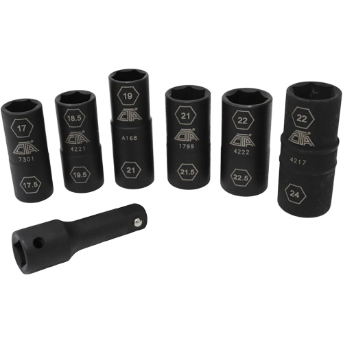 Half Metric Flip Socket Set, 7 Pcs, Impact, 1/2" Drive Size, Deep PB Rental Co. Ltd.