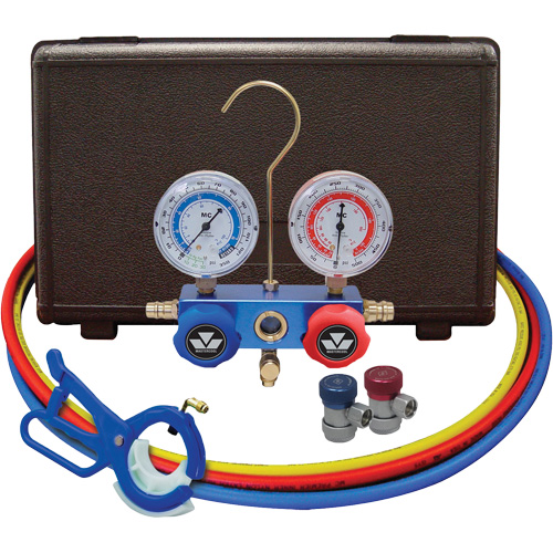 Automotive Manifold Gauge Set with Manual Couplers & 3-in-1 Side Mount Can Tap Valve PB Rental Co. Ltd.