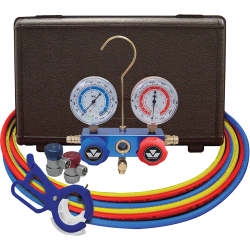 Dual Manifold Gauge Set with Manual Couplers & 3-in-1 Side Mount Can Tap Valve PB Rental Co. Ltd.
