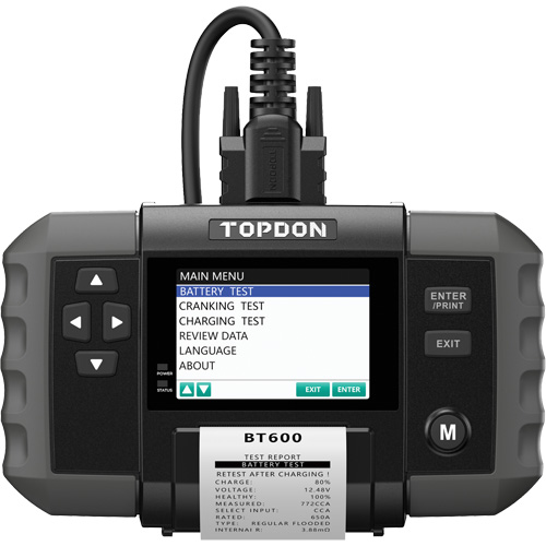 Testeur de batterie 12?V et de syst&egrave;mes 12?V/24?V BT600 avec imprimante int&eacute;gr&eacute;e PB Rental Co. Ltd.