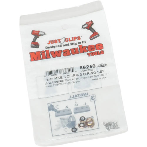 Jeu de clips et joints toriques de 1/4 po pour Milwaukee PB Rental Co. Ltd.