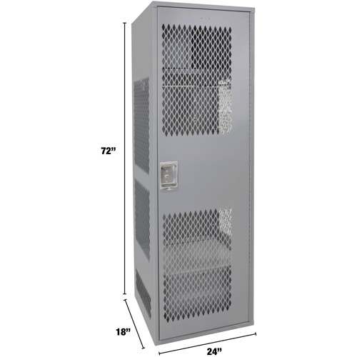 Gear Locker with Door, Steel, 24" W x 18" D x 72" H, Grey PB Rental Co. Ltd.