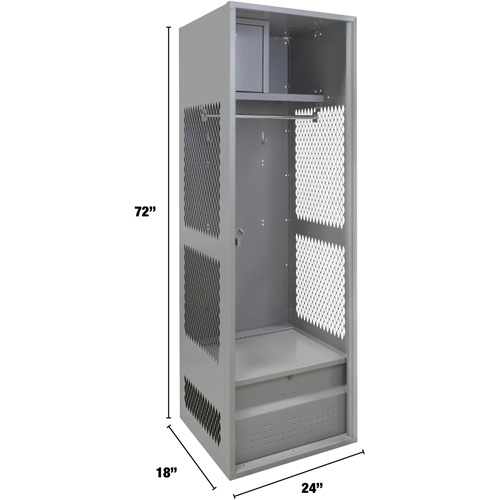 Gear Locker, Steel, 24" W x 18" D x 72" H, Grey PB Rental Co. Ltd.