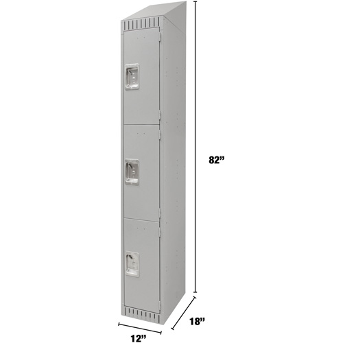 Lockers, 3 -tier, 12" x 18" x 82", Steel, Grey, Knocked Down PB Rental Co. Ltd.
