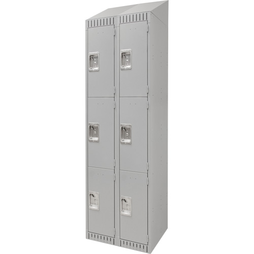 Lockers, 3 -tier, Bank of 2, 24" x 18" x 82", Steel, Grey, Knocked Down PB Rental Co. Ltd.