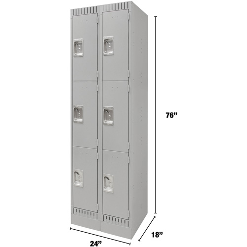 Casiers, 3 niveaux, Bloc de 2, 24" x 18" x 76", Acier, Gris, D&eacute;mont&eacute; PB Rental Co. Ltd.