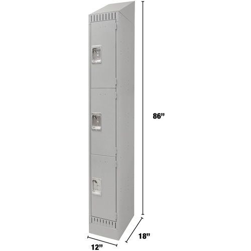 Lockers, 3 -tier, 12" x 18" x 86", Steel, Grey, Knocked Down PB Rental Co. Ltd.
